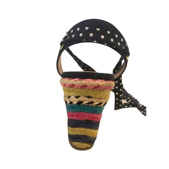 Betsey Johnson Pima Espadrille Polka Dot Rainbow wedge sandals size 8 - Picture 4 of 11
